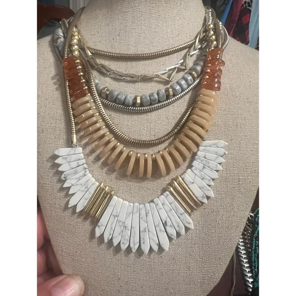 Stella & Dot Ezra Statement Necklace 8 Stand Necklace EarthTone Elegant Classic - Picture 7 of 8